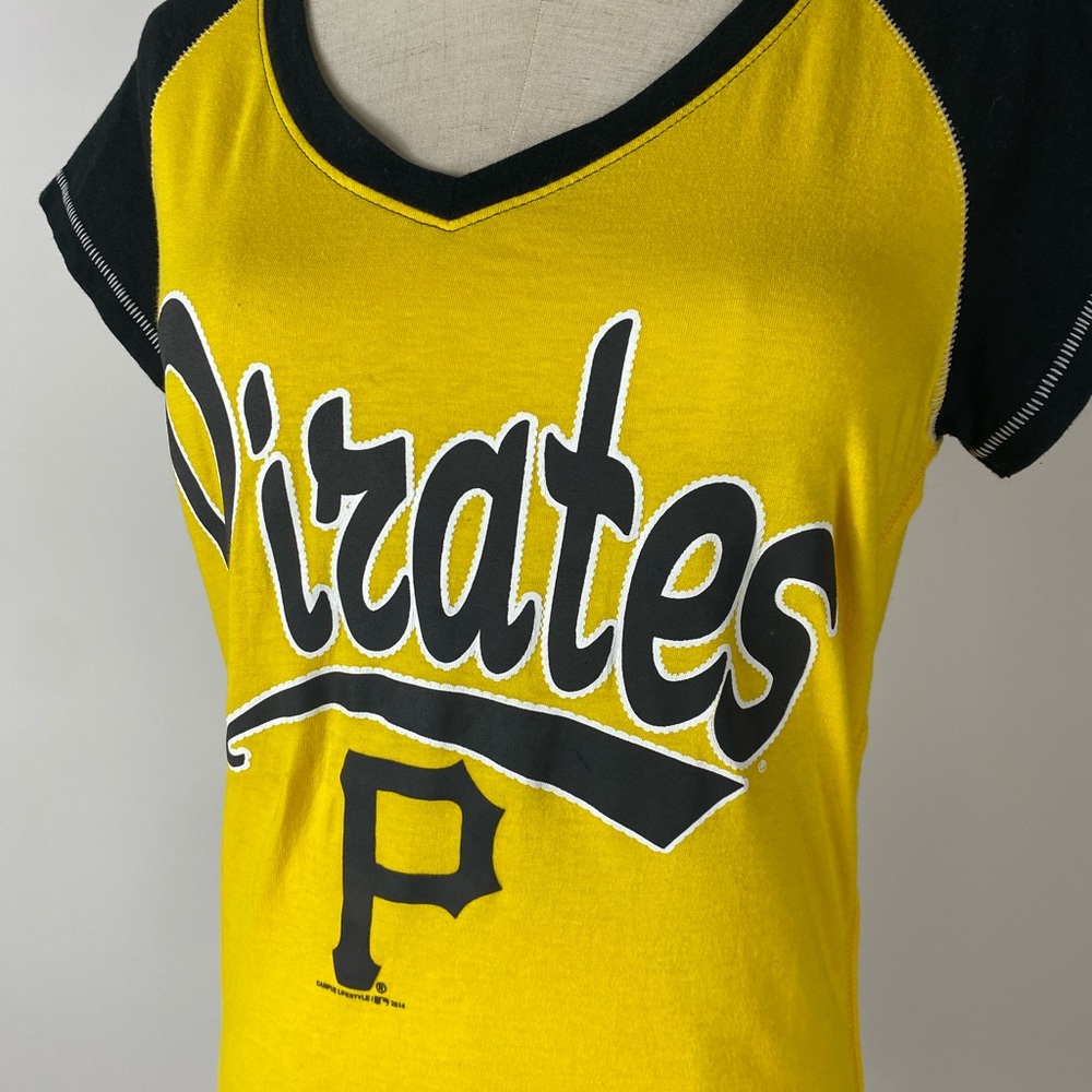 PITTSBURGH PIRATES V Neck Ladies Baseball T-Shirt Womens Medium - Picture 2 of 8